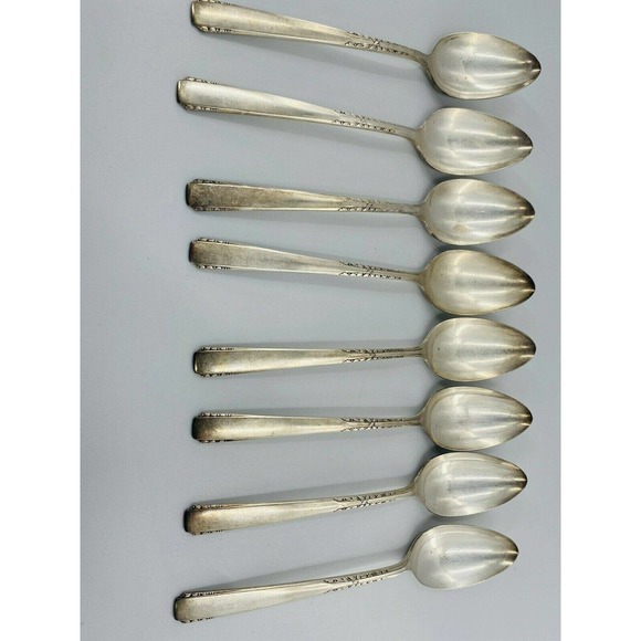 Oneida 1881 Rogers BROOKWOOD BANBURY 8 Oval Soup Spoons 7-1/2" Silverplate 1950 - Picture 2 of 10